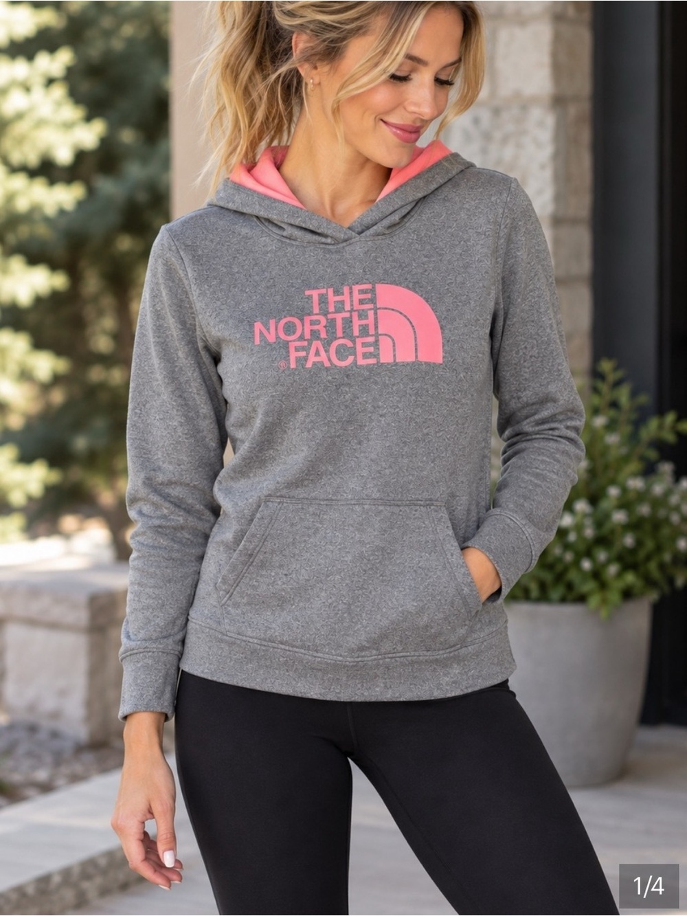 The North Face Grey and coral women’s sz M small to medium Hoodie Sweatshirt